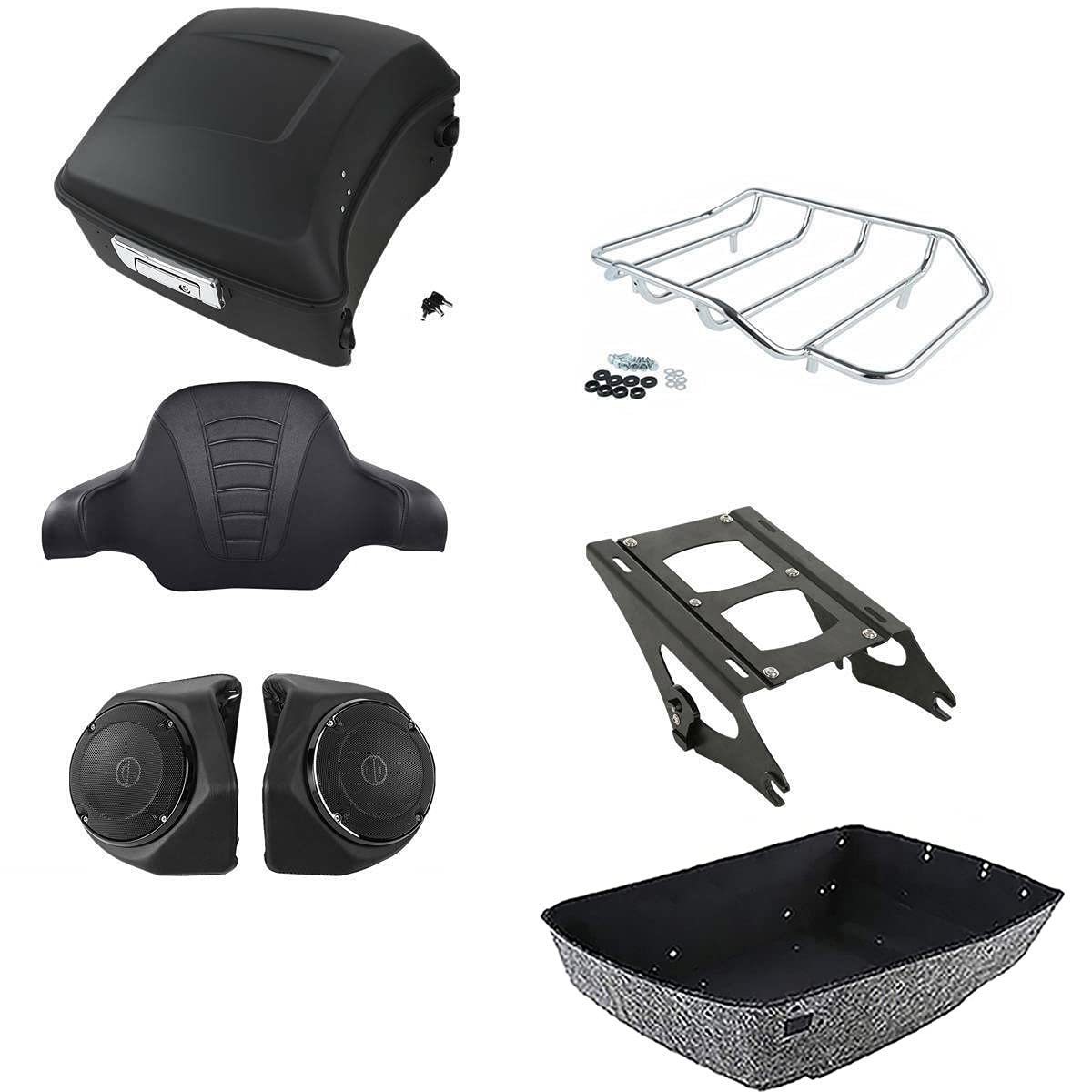 TCMT 13.7" King 2014-2025 Motorcycle Trunk Backrest Pad Top Luggage Rack Mount Rack Fit For Harley Trunk Touring CVO Road King Road Glide Street Glide Electra Glide Ultra Limited Pack