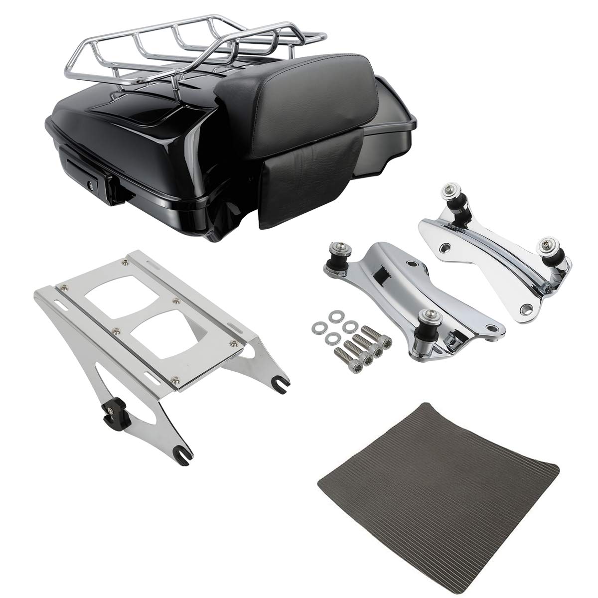 TCMT 5.5" Razor Motorcycle Trunk Box Backrest Two Up Mount Rack Base Plate Fit For Harley Touring 2014-2025 CVO Road King Road Glide Street Glide Electra Glide Pack