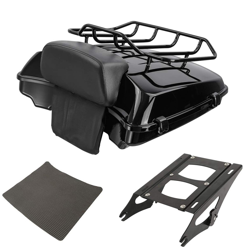 TCMT 5.5" Razor Motorcycle Trunk Box Backrest Two Up Mount Rack Base Plate Fit For Harley Touring 2014-2025 CVO Road King Road Glide Street Glide Electra Glide Pack