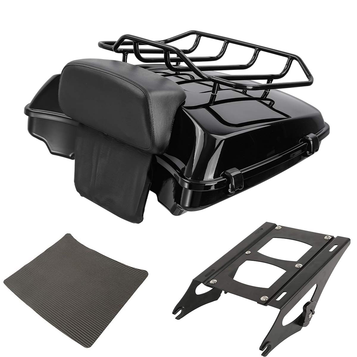 TCMT 5.5" Razor Motorcycle Trunk Box Backrest Two Up Mount Rack Base Plate Fit For Harley Touring 2014-2025 CVO Road King Road Glide Street Glide Electra Glide Pack