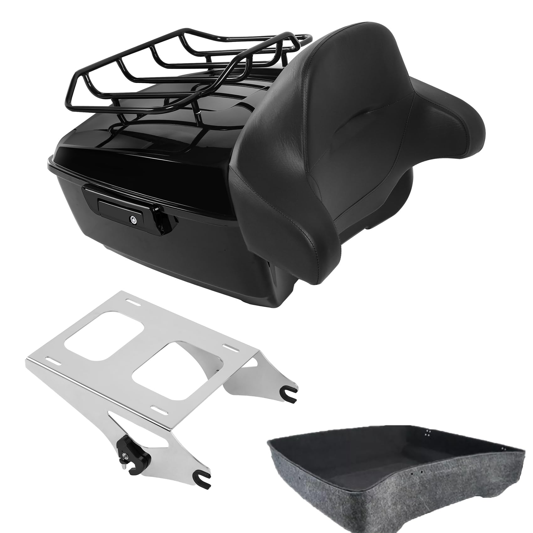 TCMT 13.7" King Motorcycle Trunk Backrest Pad Luggage Rack 2 Up Mounting Rack Fit For Harley 2014-2025 Touring CVO Road King Road Glide Street Glide Electra Glide Pack