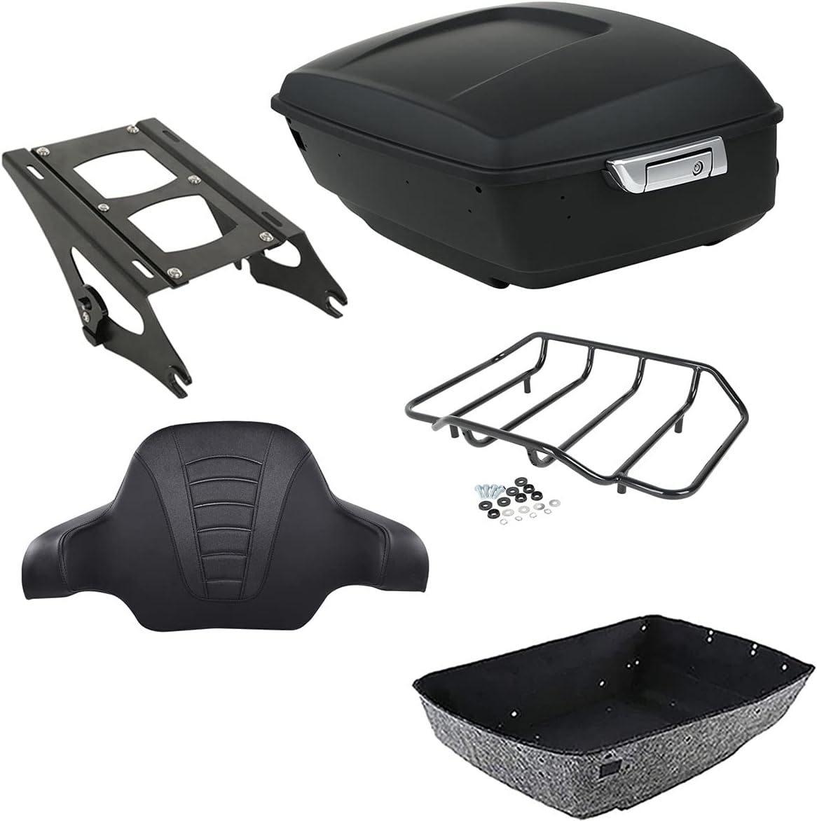 TCMT 13.7" King 2014-2025 Motorcycle Trunk Backrest Pad Top Luggage Rack Mount Rack Fit For Harley Trunk Touring CVO Road King Road Glide Street Glide Electra Glide Ultra Limited Pack