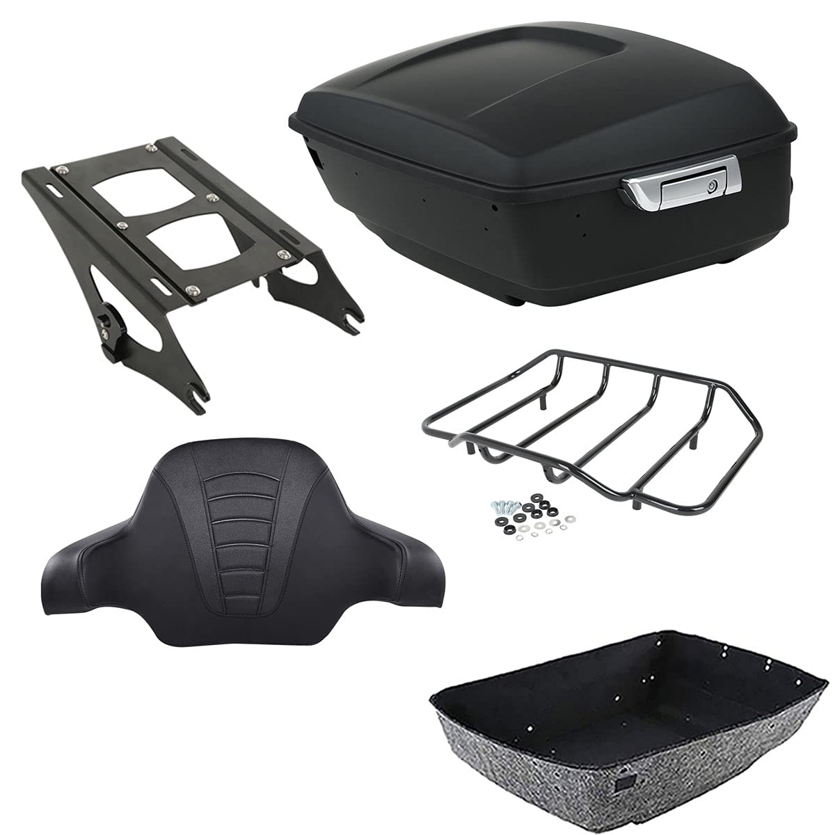 TCMT 13.7" King 2014-2025 Motorcycle Trunk Backrest Pad Top Luggage Rack Mount Rack Fit For Harley Trunk Touring CVO Road King Road Glide Street Glide Electra Glide Ultra Limited Pack