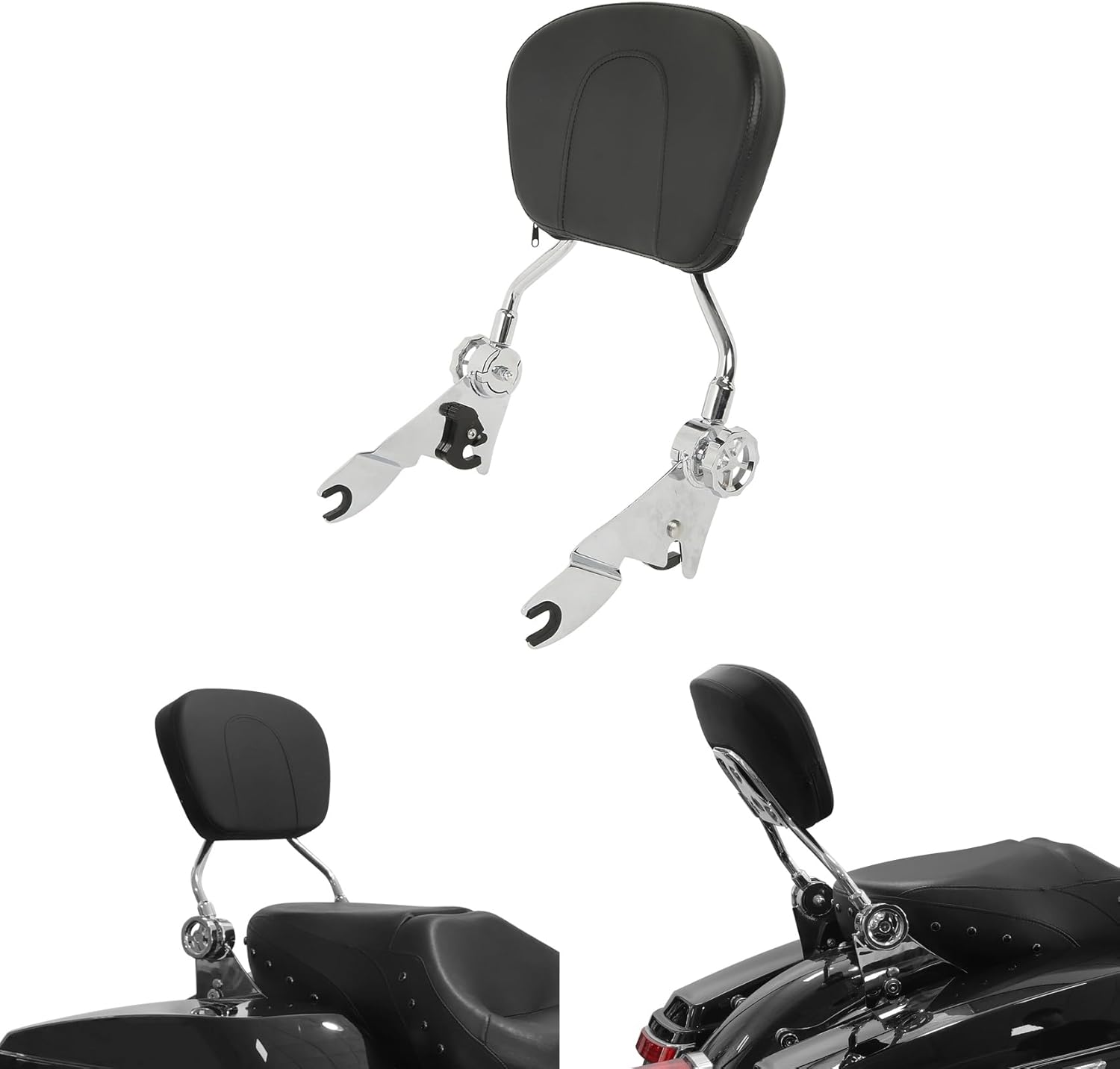 TCMT Adjustable Sissy Bar Passenger Backrest W/Pad Fits For Harley Touring Road King Street Glide Road Glide 2009-2025 Electra Glide 2009-2022 Ultra Limited 2014-2019 Ultra Classic 2009-2013
