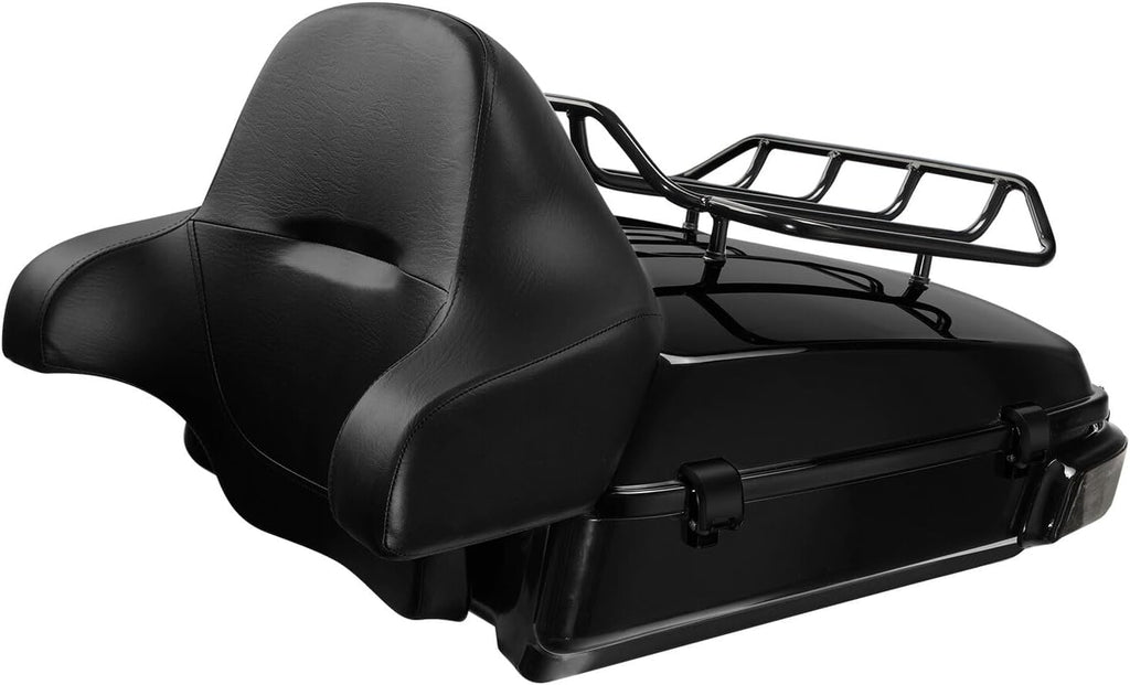 TCMT 10.7" Black Latch Chopped Motorcycle Trunk Box Pad Luggage Rack LED Tail Light Fit For Harley 2014-2025 Touring Street Glide Road King Electra Glide Ultra-Classic FLHX FLHR FLHT Pack