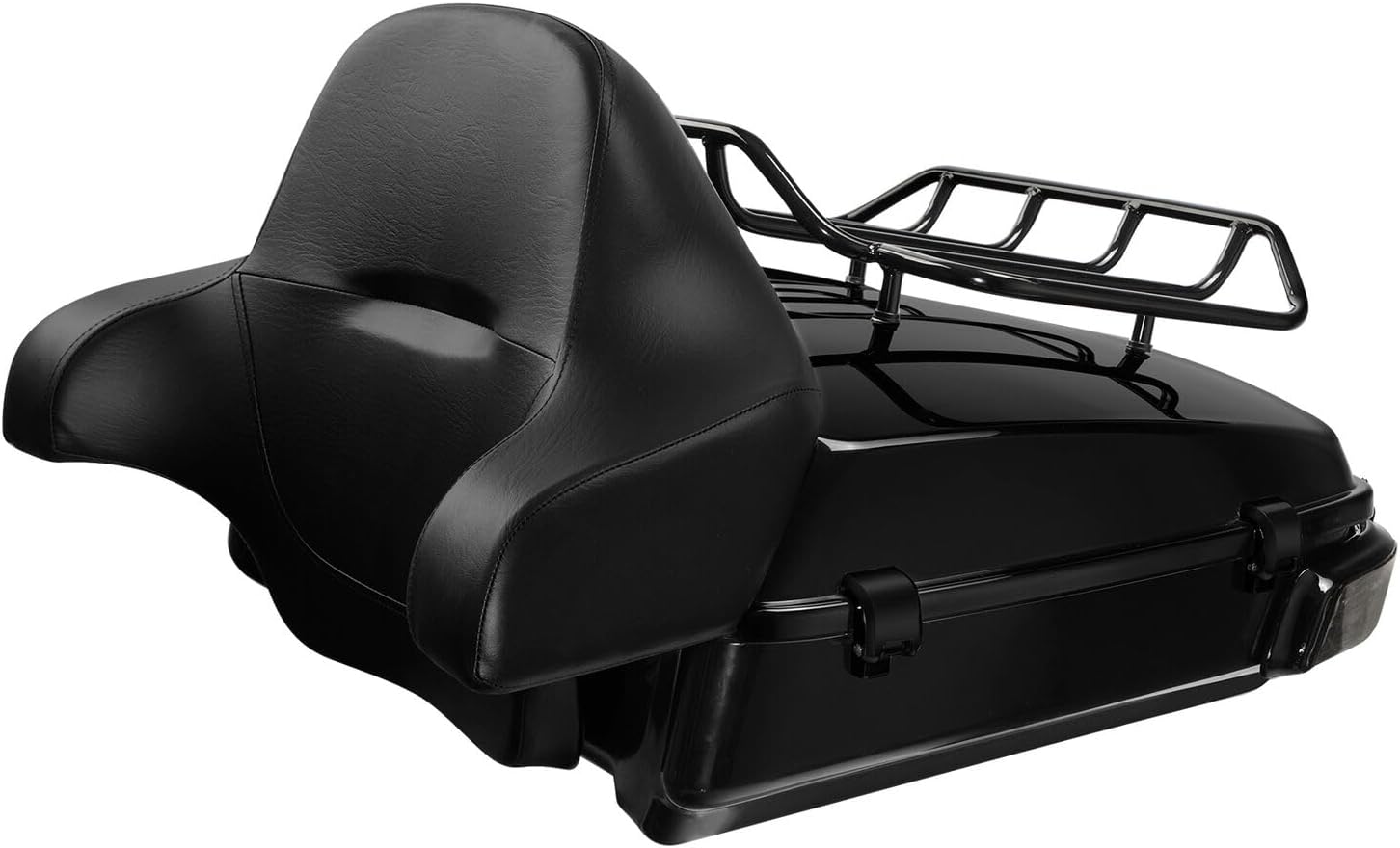 TCMT 10.7" Black Latch Chopped Motorcycle Trunk Box Pad Luggage Rack LED Tail Light Fit For Harley 2014-2025 Touring Street Glide Road King Electra Glide Ultra-Classic FLHX FLHR FLHT Pack