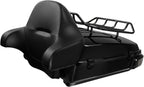 TCMT 10.7" Black Latch Chopped Motorcycle Trunk Box Pad Luggage Rack LED Tail Light Fit For Harley 2014-2025 Touring Street Glide Road King Electra Glide Ultra-Classic FLHX FLHR FLHT Pack