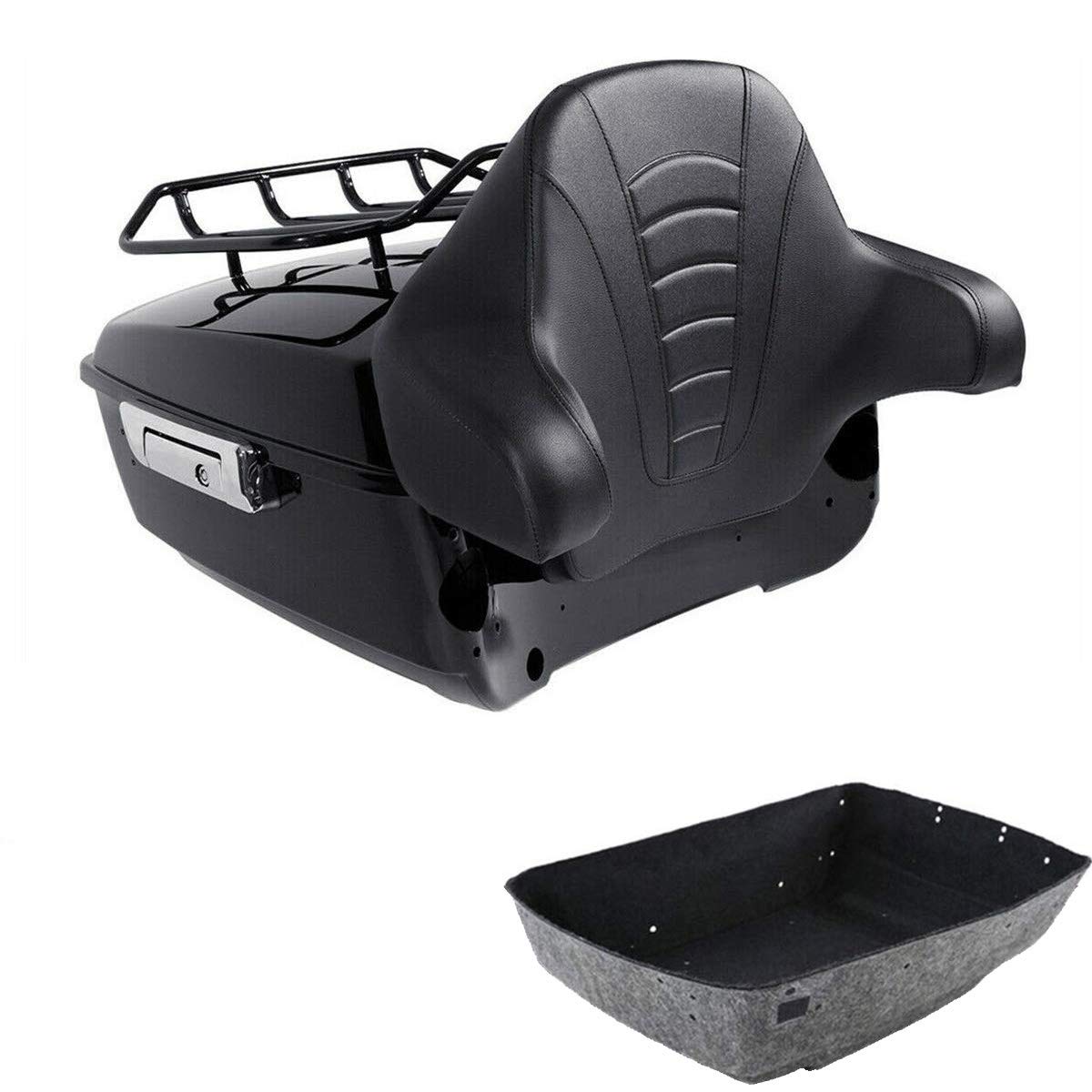 TCMT 13.7" King 2014-2025 Motorcycle Trunk Backrest Pad Luggage Rack Speakers Taillight Fit For Harley Trunk Touring CVO Road King Road Glide Street Glide Electra Glide Pack
