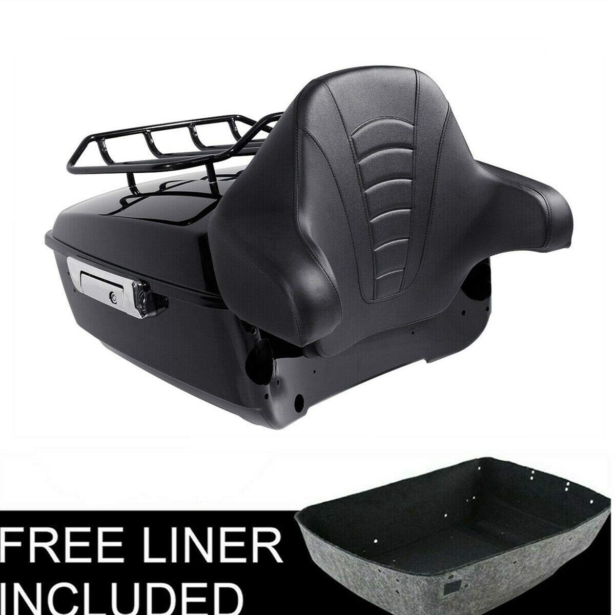 TCMT 13.7" King Motorcycle Trunk Box Backrest Pad Luggage Rack 2 Up Mount Rack Fit For Harley 2014-2025 Touring CVO Road King Road Glide Street Glide Electra Glide Pack