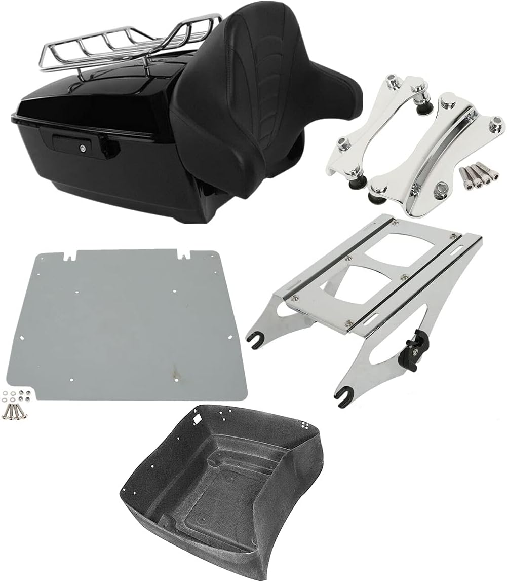 TCMT 13.7" King Motorcycle Trunk Backrest Pad Luggage Rack 2 Up Mounting Rack Base Plate Docking Fit For Harley 2014-2025 Touring CVO Road King Road Glide Street Glide Electra Glide Pack