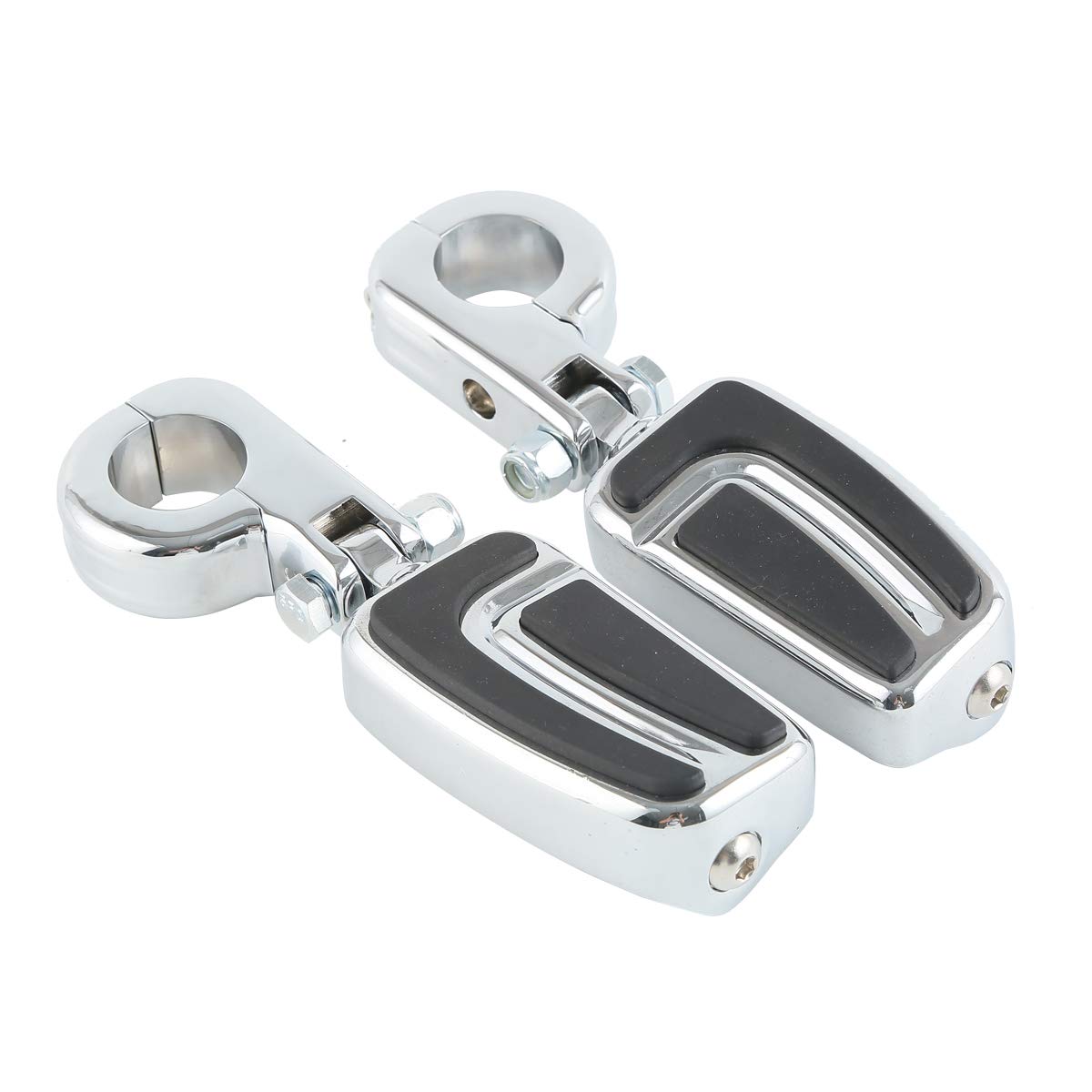 TCMT 1 1/4" Highway Engine Guard Streamliner Foot Pegs Clamp Fits For Harley Yamaha Kawasaki Suzuki Honda Black