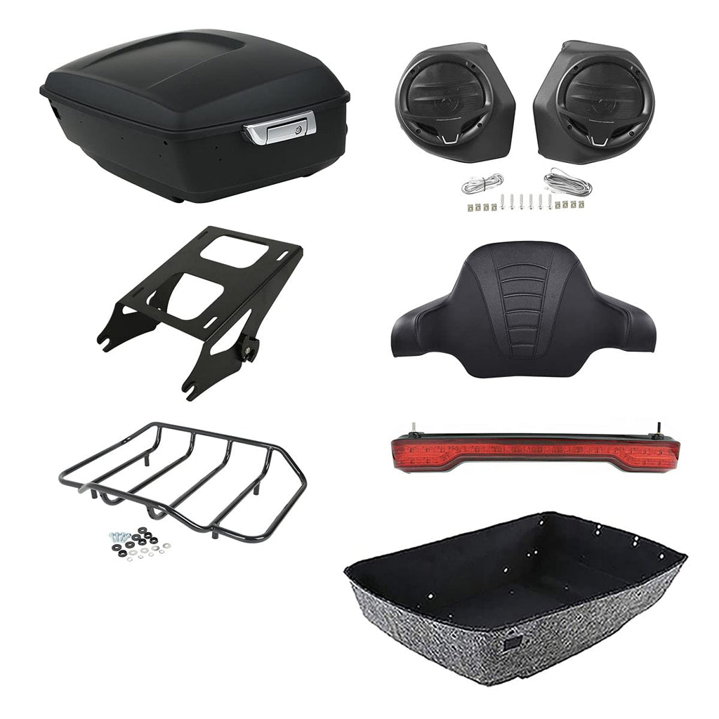 TCMT 13.7" King 2014-2025 Motorcycle Trunk Backrest Pad Top Luggage Rack Mount Rack Fit For Harley Trunk Touring CVO Road King Road Glide Street Glide Electra Glide Ultra Limited Pack