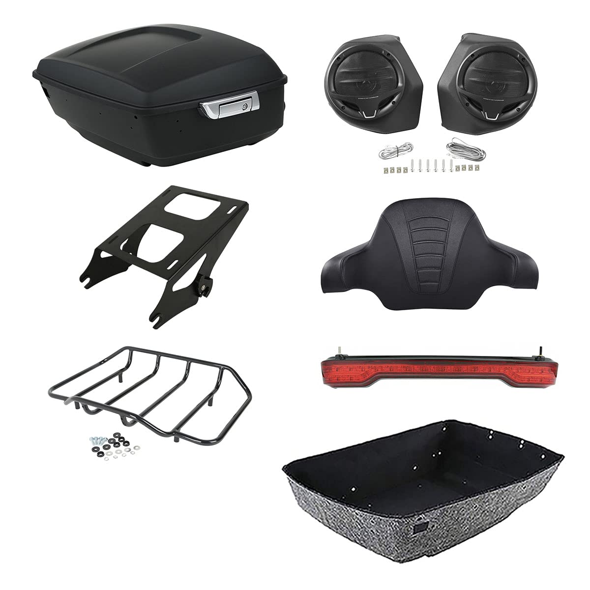 TCMT 13.7" King 2014-2025 Motorcycle Trunk Backrest Pad Top Luggage Rack Mount Rack Fit For Harley Trunk Touring CVO Road King Road Glide Street Glide Electra Glide Ultra Limited Pack