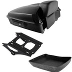 TCMT 10.7" Black Latches Chopped Motorcycle Trunk Backrest Pad Smoke LED Tail Light Fit For Harley 2014-2025 Street Glide Road King Electra Glide Ultra-Classic Pack