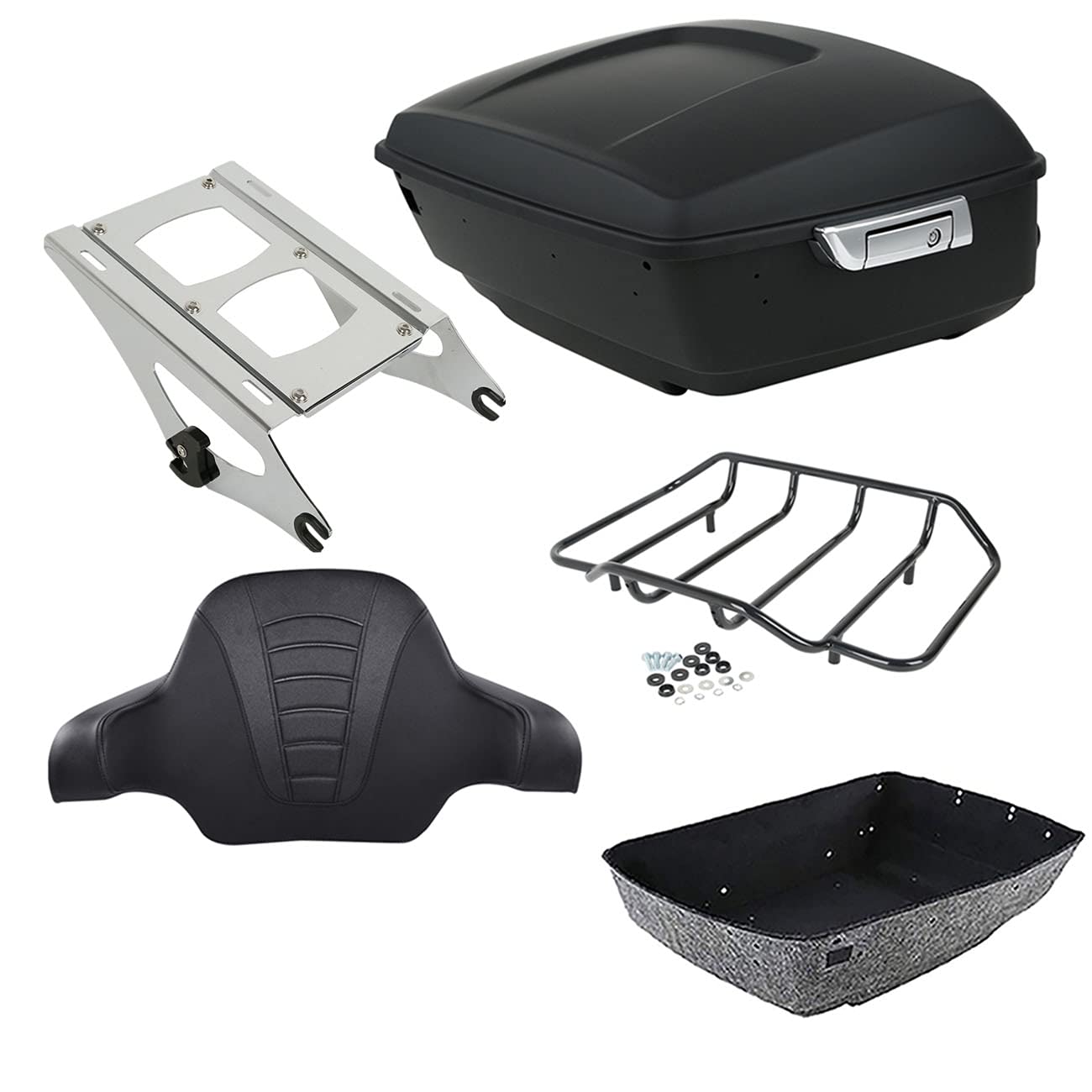 TCMT 13.7" King 2014-2025 Motorcycle Trunk Backrest Pad Top Luggage Rack Mount Rack Fit For Harley Trunk Touring CVO Road King Road Glide Street Glide Electra Glide Ultra Limited Pack