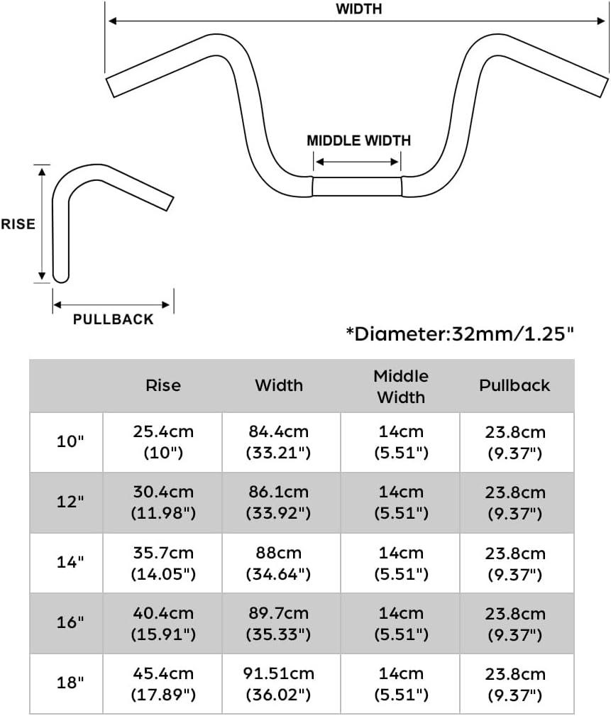 TCMT 18" Rise Ape Hanger FAT 1-1/4" Handlebar Drag Fits Harley-Davidson FLST, FXST, Sportster XL, Custom Application