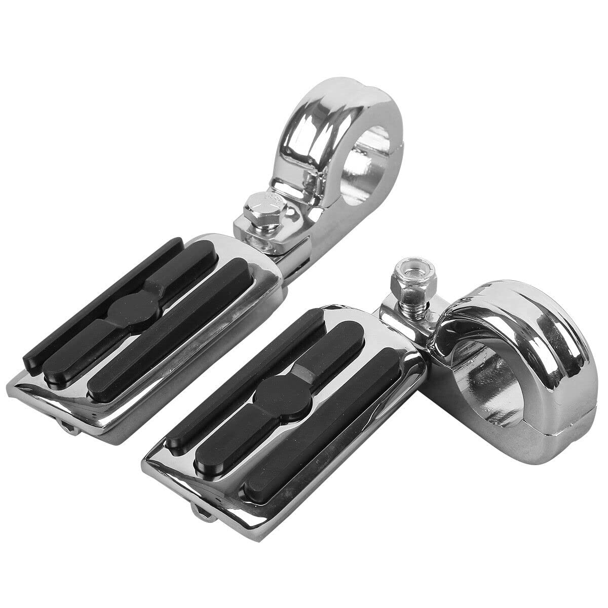 TCMT 1 1/4" Highway Engine Guard Streamliner Foot Pegs Clamp Fits For Harley Yamaha Kawasaki Suzuki Honda Black
