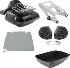 TCMT 13.7" King Motorcycle Trunk Box Backrest Pad Luggage Rack 2 Up Mount Rack Taillight Speakers Base Plate Fit For Harley 2014-2025 Touring CVO Road King Street Glide Electra Glide Pack
