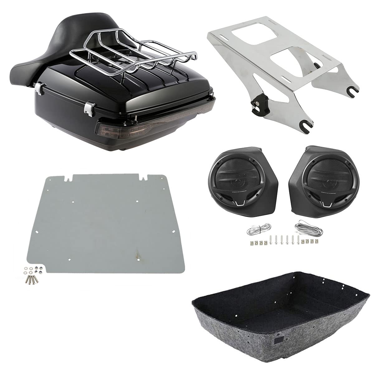 TCMT 13.7" King 2014-2025 Motorcycle Trunk Backrest Pad Luggage Rack Speakers Taillight Fit For Harley Trunk Touring CVO Road King Road Glide Street Glide Electra Glide Pack