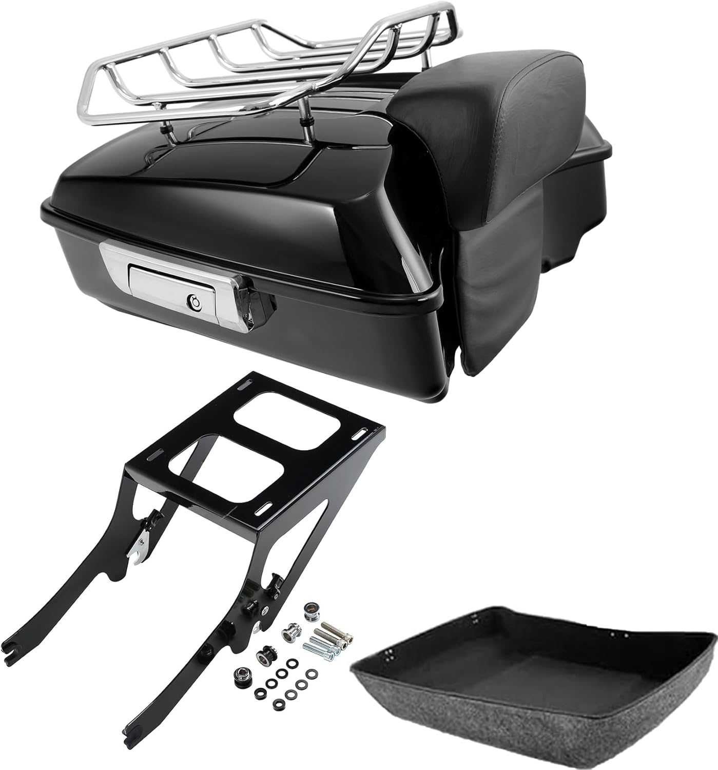 TCMT ABS Chopped Pack W/Trunk Backrest Mount Rack Set Fit For Harley Heritage Classic 2018-2025 Deluxe 2018-2020 Hydra-Glide Revival 2024