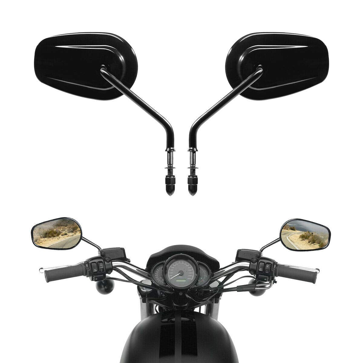 TCMT 8mm Chrome Rear View Mirrors Fits For Harley Touring Road King CVO Road Street Tri Glide Sportster XL1200 XL883 XG500 XG750 Heritage Softail Street Bob