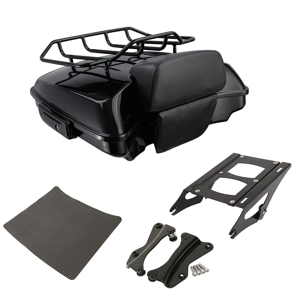 TCMT 5.5" Razor Motorcycle Trunk Box Backrest Two Up Mount Rack Base Plate Fit For Harley Touring 2014-2025 CVO Road King Road Glide Street Glide Electra Glide Pack