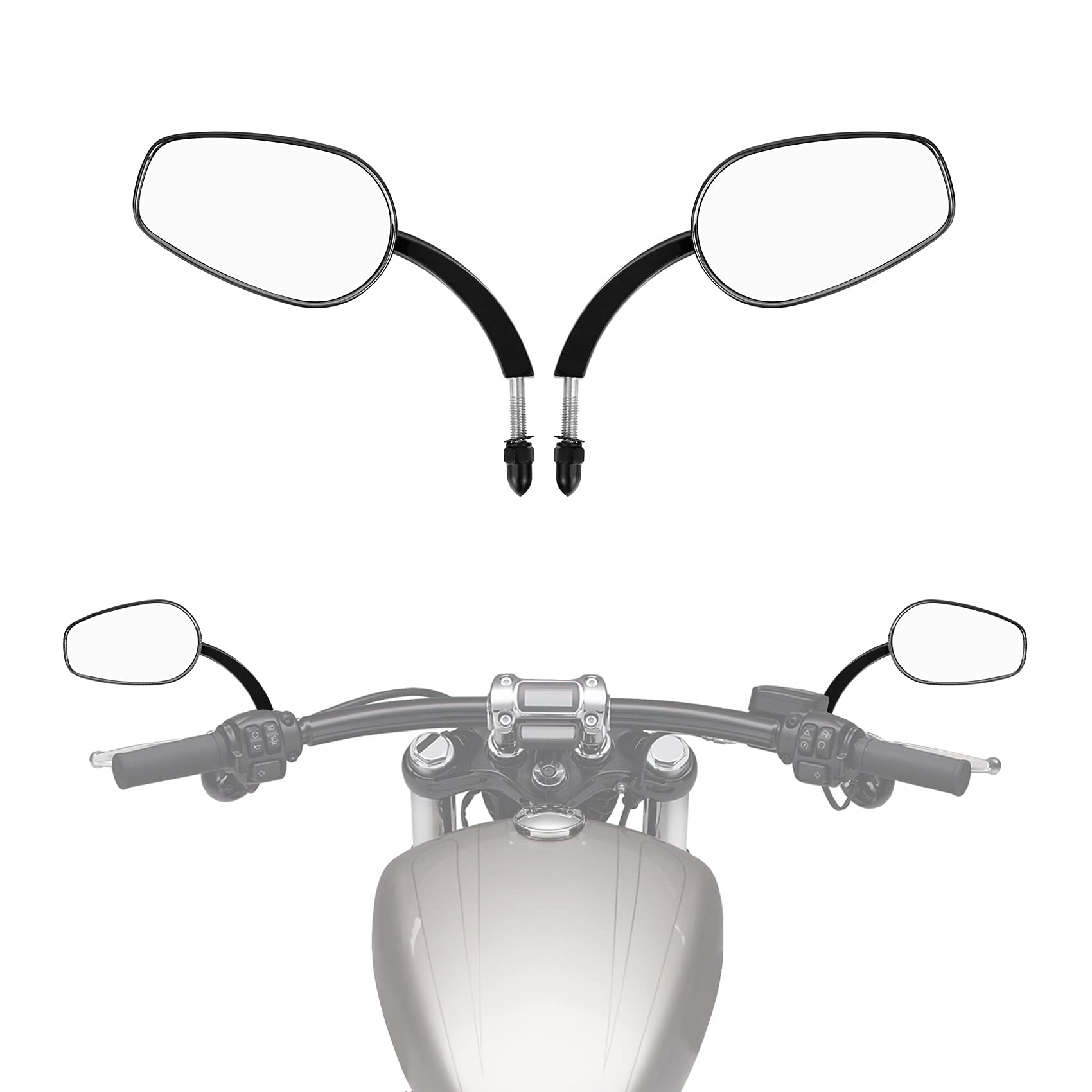 TCMT 8mm Large Rearview Side Mirrors Fit For Harley Dyna Switchback Street Bob Fat Bob Low Rider Wide Glide Softail Slim Fat Boy Sportster 1200 48 72 XG500 XG750 Touring Road King Road Street Glide