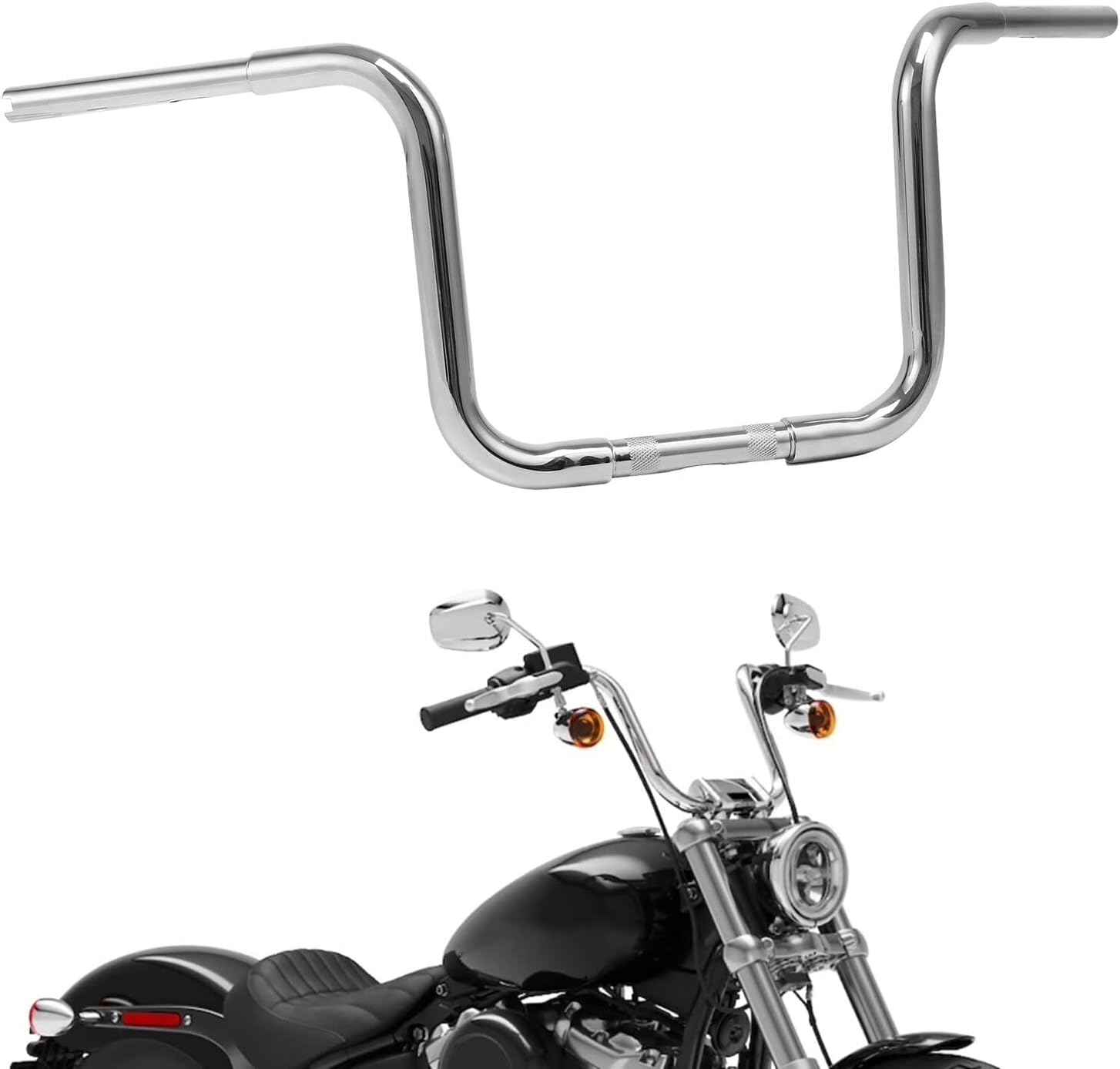 TCMT 12" Rise 1 1/4" Fat Ape Hangers Handlebar Fit For Harley Sportster XL 883 1200 Softail Slim Heritage Fat Boy Deluxe Deuce Dyna Super Glide Wide Glide Low Rider Fat Bob Custom Application