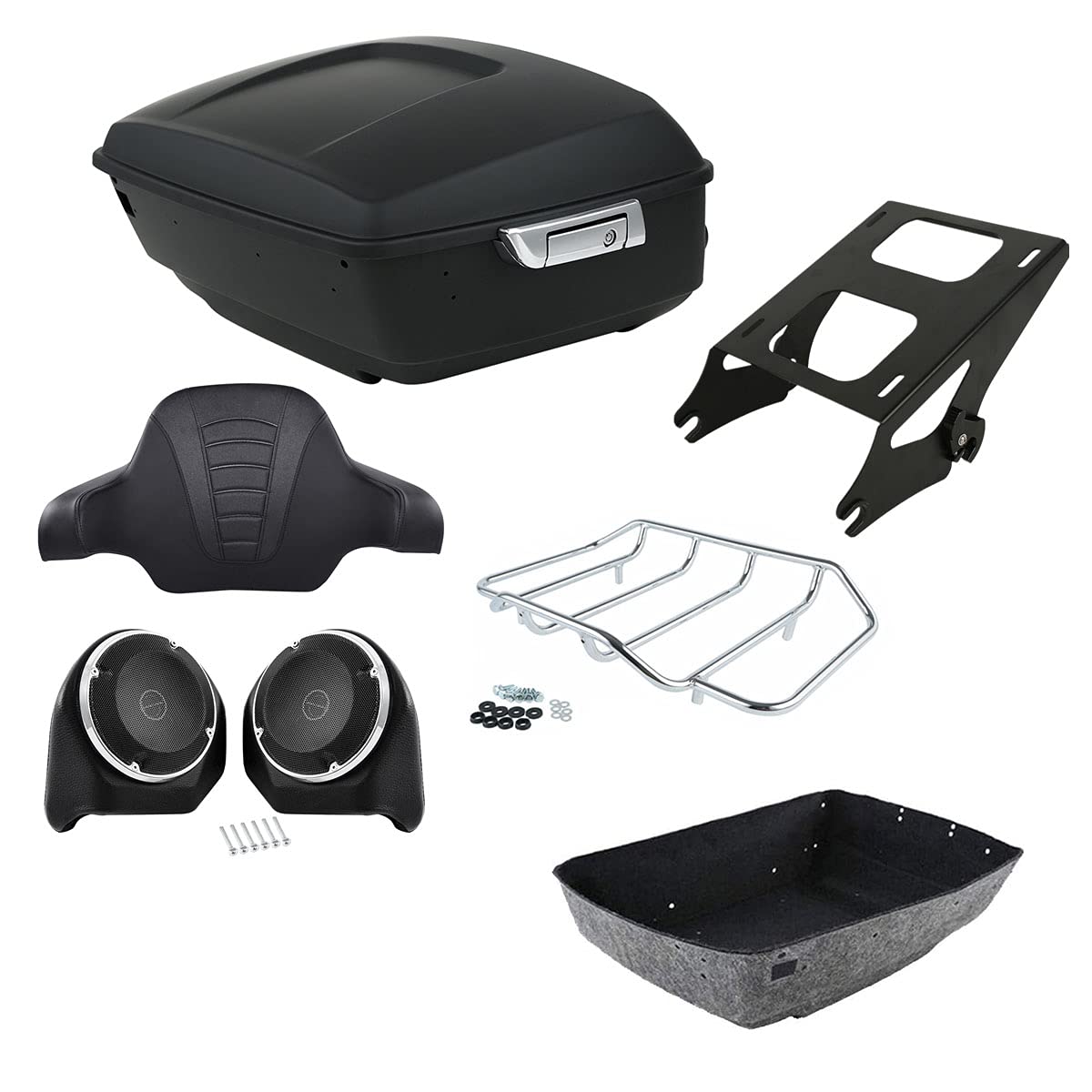 TCMT 13.7" King 2014-2025 Motorcycle Trunk Backrest Pad Top Luggage Rack Mount Rack Fit For Harley Trunk Touring CVO Road King Road Glide Street Glide Electra Glide Ultra Limited Pack