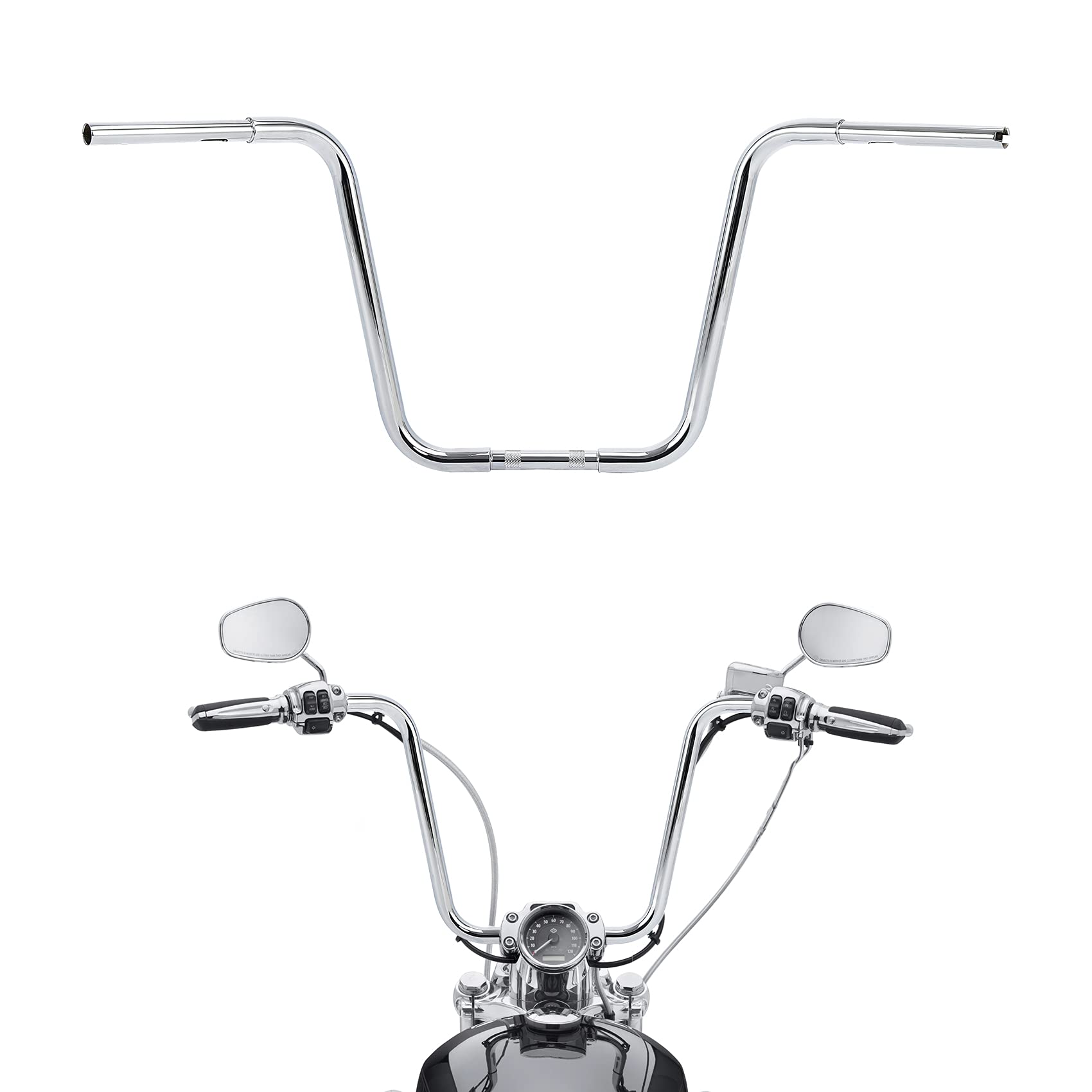 TCMT 16" Rise APE Hangers Bar 1-1/4" Fat Handlebars Fit For Harley Softail Slim Heritage Fat Boy Deluxe Deuce Sportster XL 883 1200 Dyna Super Glide Wide Glide Low Rider Fat Bob Custom Application