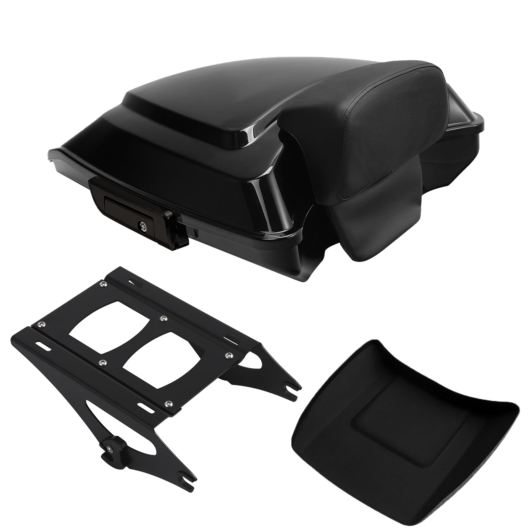 TCMT 5.5" Razor Motorcycle Trunk Box Backrest Pad Mounting Rack Fit For Harley 2014-2025 Touring Road King Street Road Electra Glide Pack