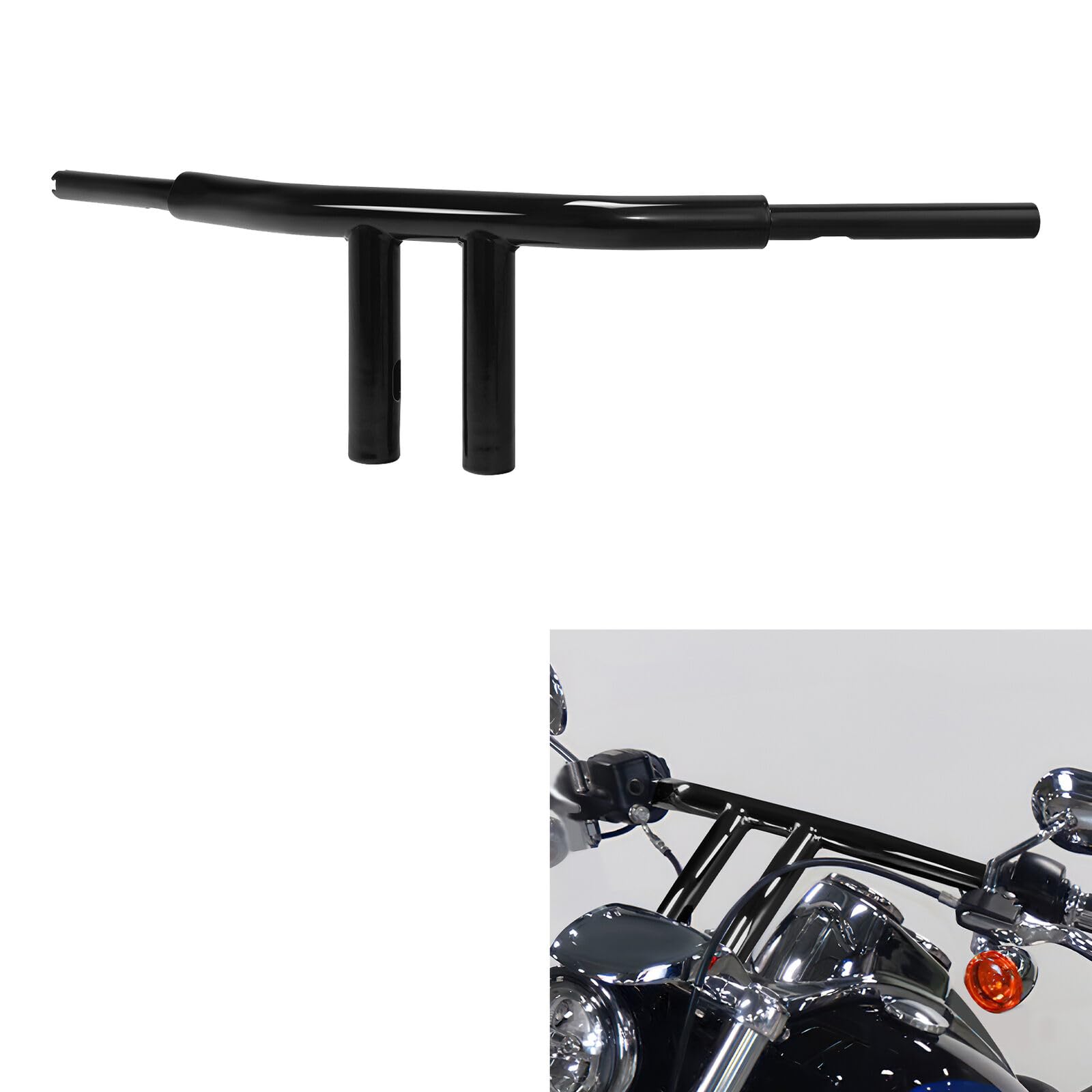 TCMT 8" Rise T Bars Handlebar 1.5" Fat Fit For Harley Softail Fat Bob Fat Boy Heritage Classic Low Rider Street Bob Sport Glide Breakout Deluxe 2018-2023