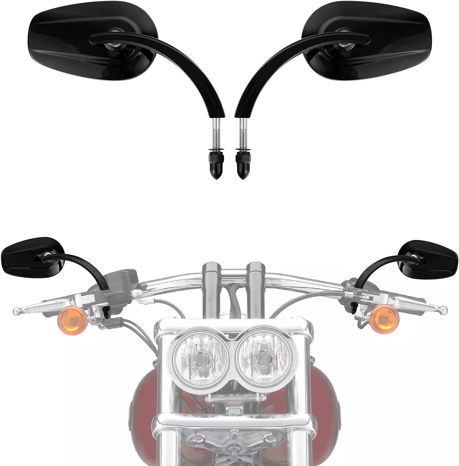 TCMT 8mm Large Rearview Side Mirrors Fit For Harley Dyna Switchback Street Bob Fat Bob Low Rider Wide Glide Softail Slim Fat Boy Sportster 1200 48 72 XG500 XG750 Touring Road King Road Street Glide