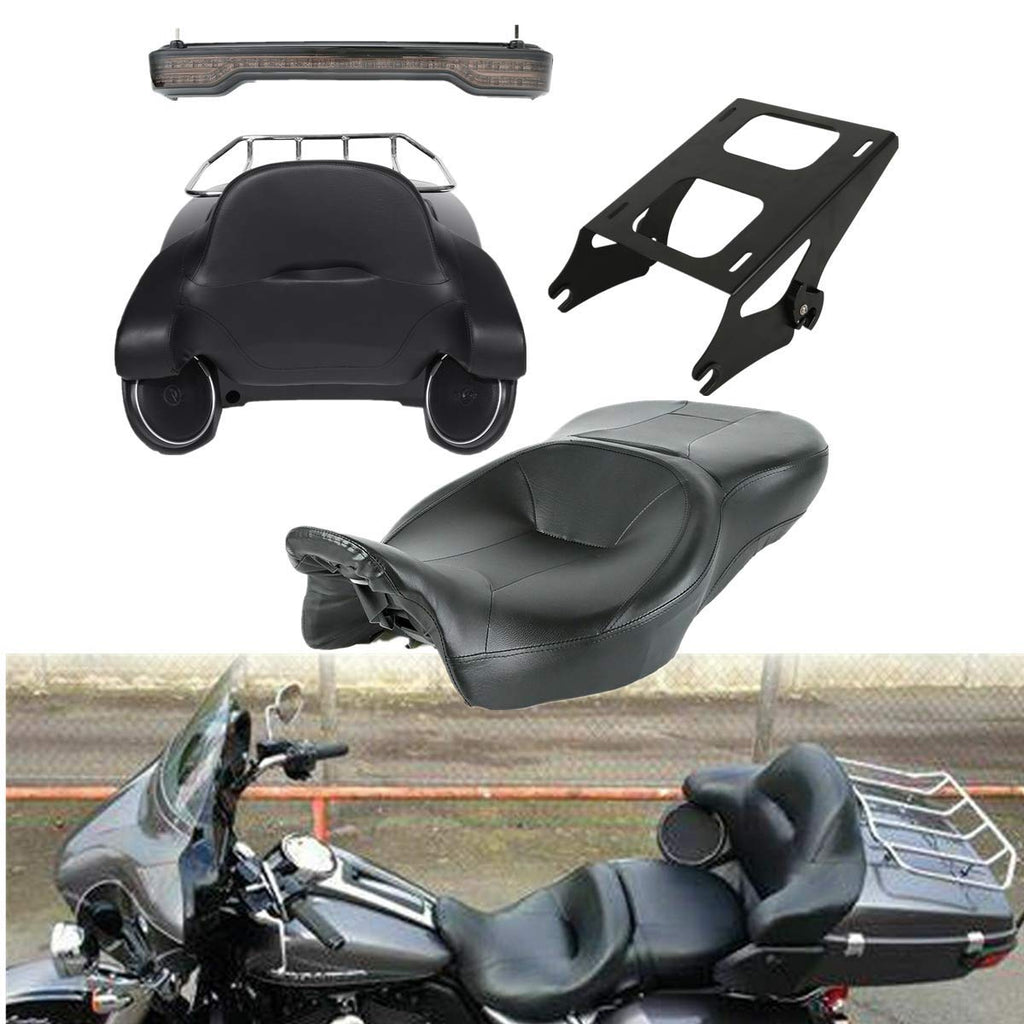 TCMT 13.7" King Motorcycle Trunk Box Wrap-Around Backrest Rear Speakers Fit For Harley 2014-2025 Touring CVO Road King Road Glide Street Glide Electra Glide Pack Trunk