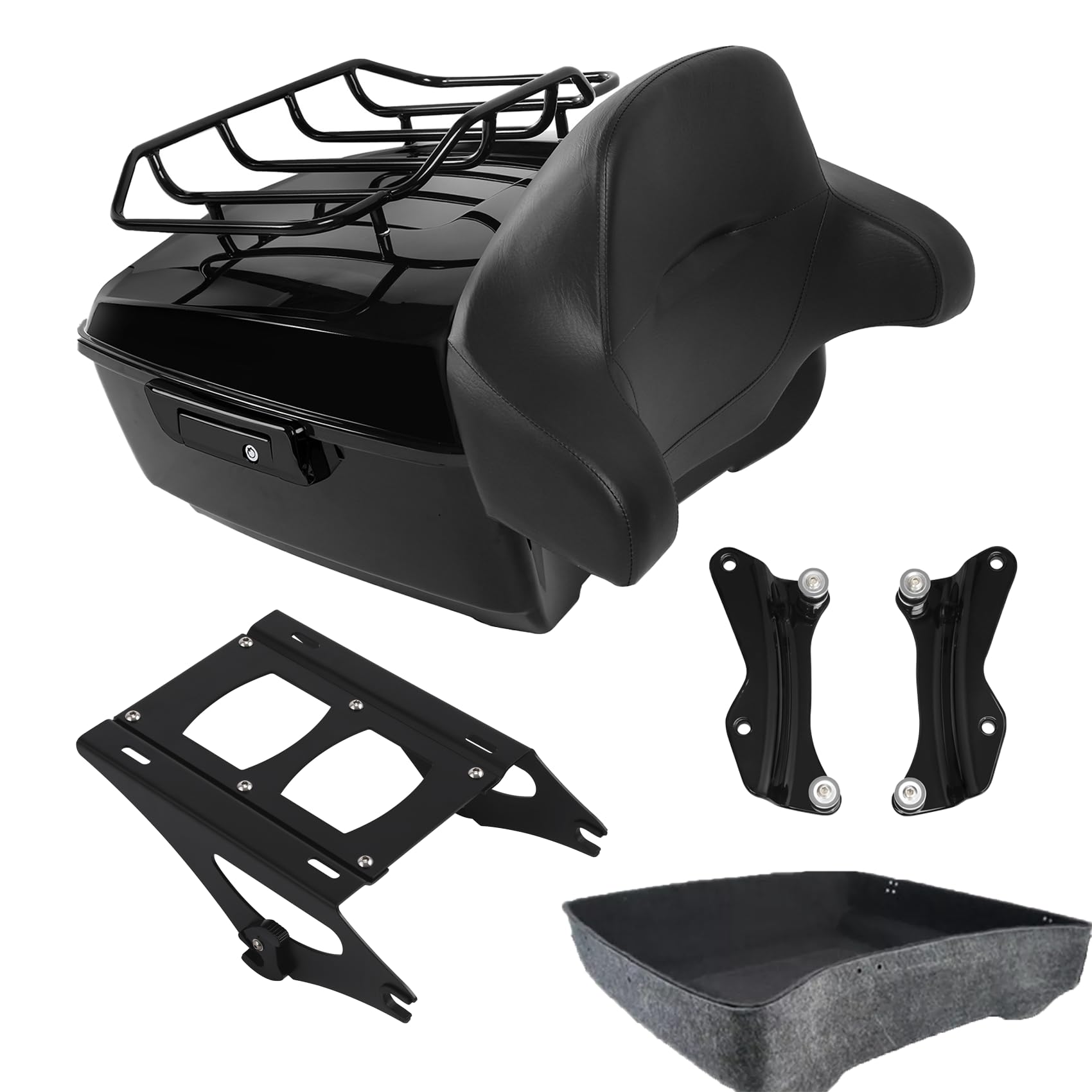 TCMT 13.7" King Motorcycle Trunk Backrest Pad Luggage Rack Base Plate Fit For Harley 2014-2025 Touring CVO Road King Road Glide Street Glide Electra Glide Pack