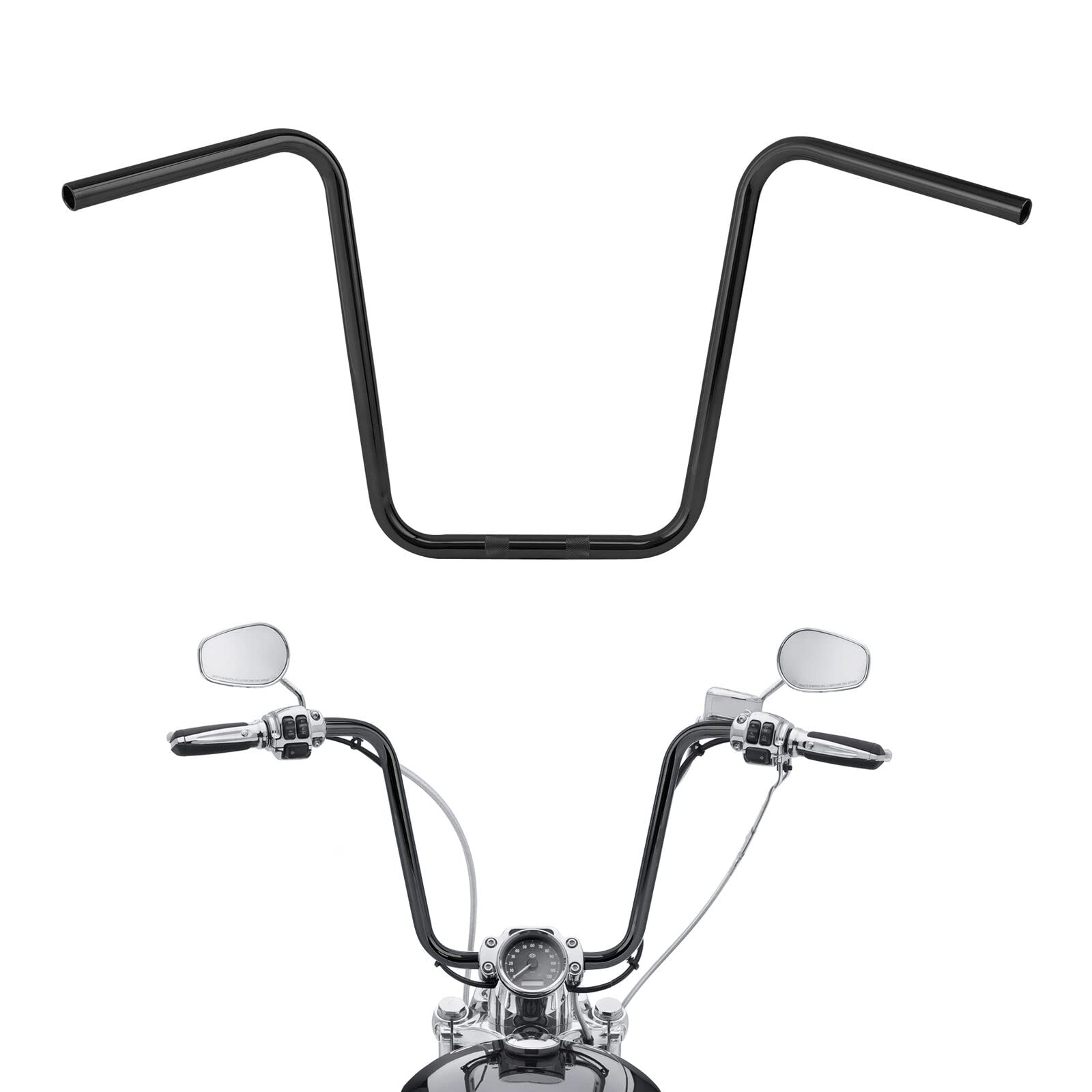 TCMT 10" Rise Ape Hanger 1" Handlebars Fit For Harley-Davidson FLST FXST Sportster XL Custom Application