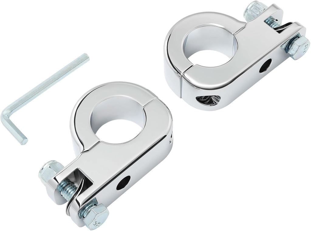 TCMT Chrome Foot Pegs Foot rest Mounting P-Clamp Footpeg Footrest Set Fits For Harley-Davidson 1 1/4"(32mm) highway bars