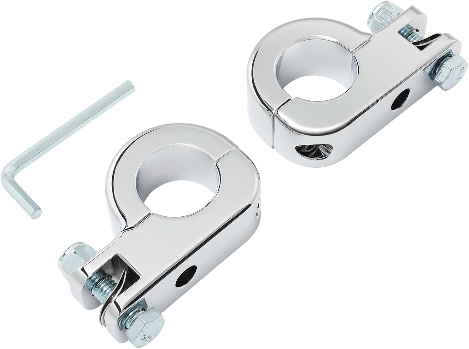 TCMT Chrome Foot Pegs Foot rest Mounting P-Clamp Footpeg Footrest Set Fits For Harley-Davidson 1 1/4"(32mm) highway bars