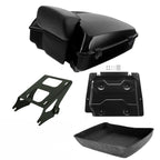 TCMT 10.7" Black Latches Chopped Motorcycle Trunk Backrest Pad Smoke LED Tail Light Fit For Harley 2014-2025 Street Glide Road King Electra Glide Ultra-Classic Pack