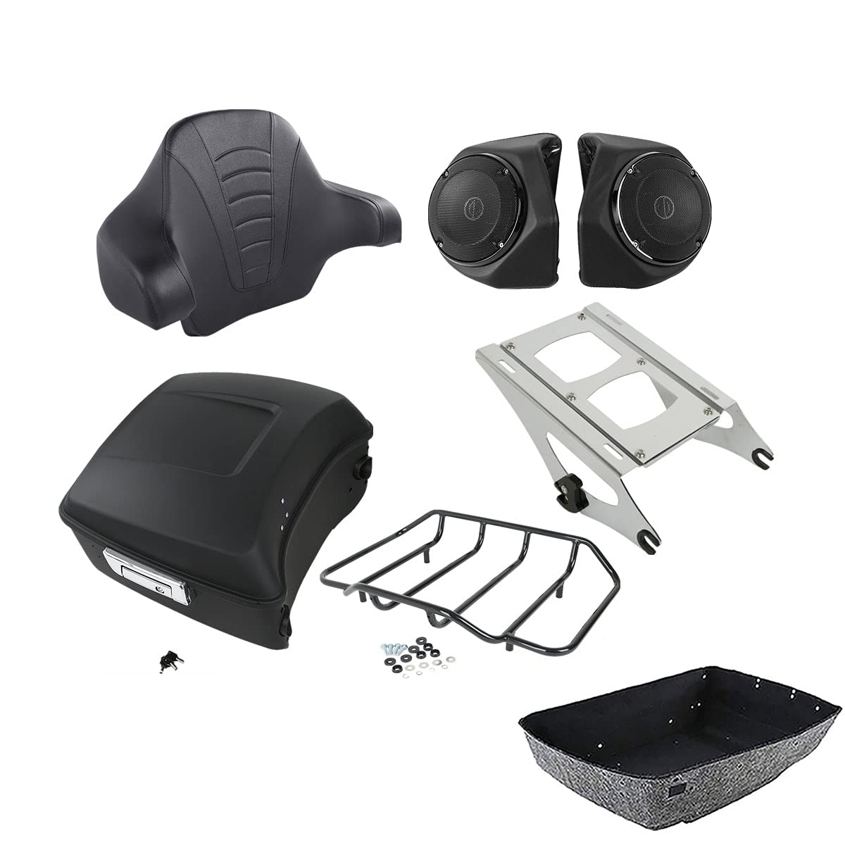 TCMT 13.7" King 2014-2025 Motorcycle Trunk Backrest Pad Top Luggage Rack Mount Rack Fit For Harley Trunk Touring CVO Road King Road Glide Street Glide Electra Glide Ultra Limited Pack
