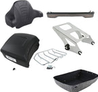 TCMT 13.7" King Motorcycle Trunk Box Backrest Pad Luggage Rack 2 Up Mount Rack Taillight Fit For Harley 2014-2025 Touring CVO Road King Road Glide Street Glide Electra Glide Ultra Limited Pack