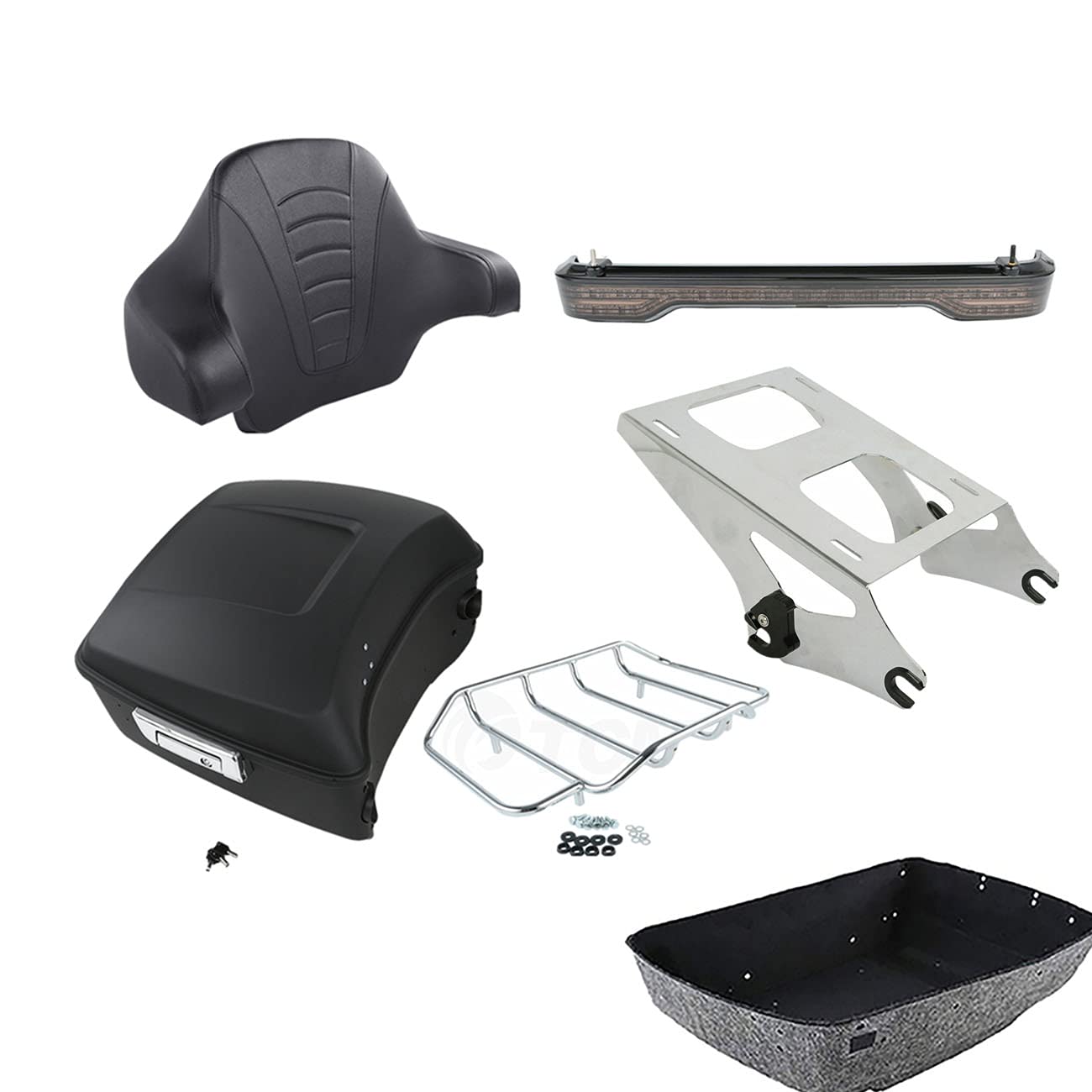 TCMT 13.7" King 2014-2025 Motorcycle Trunk Backrest Pad Top Luggage Rack Mount Rack Fit For Harley Trunk Touring CVO Road King Road Glide Street Glide Electra Glide Ultra Limited Pack