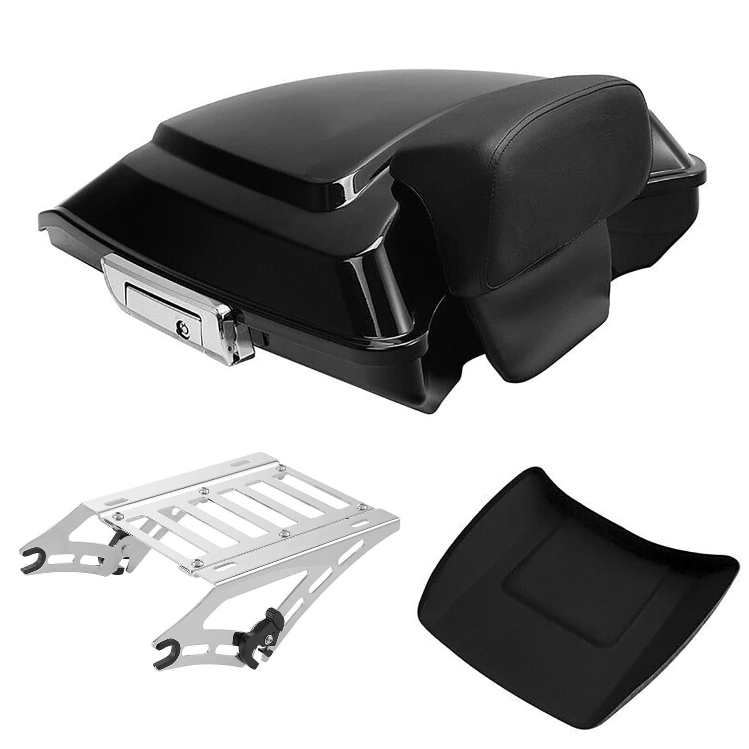 TCMT 5.5" Razor Motorcycle Trunk Box Backrest Pad Mounting Rack Fit For Harley 2014-2025 Touring Road King Street Road Electra Glide Pack
