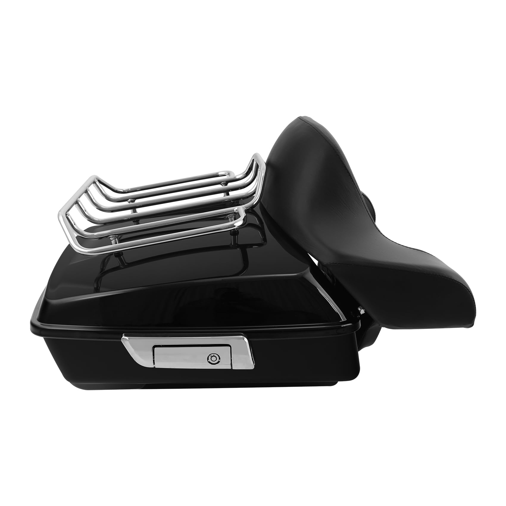 TCMT 10.7" Black Latch Chopped Motorcycle Trunk Box Pad Luggage Rack LED Tail Light Fit For Harley 2014-2025 Touring Street Glide Road King Electra Glide Ultra-Classic FLHX FLHR FLHT Pack
