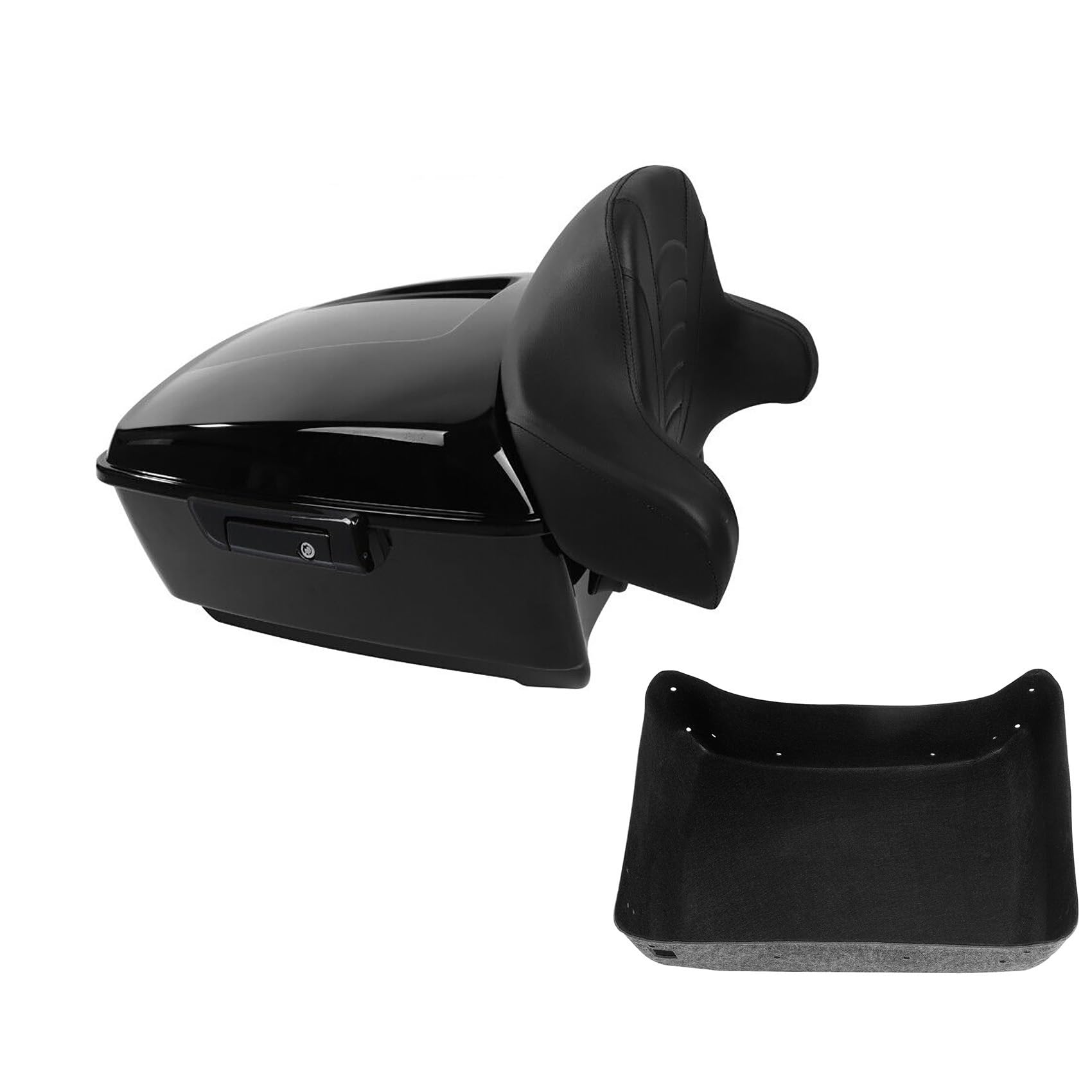 TCMT 13.7" King Motorcycle Trunk Backrest Pad Luggage Rack Two Up Mount Rack Base Plate Fit For Harley 2014-2025 Touring CVO Road King Road Glide Street Glide Electra Glide Pack