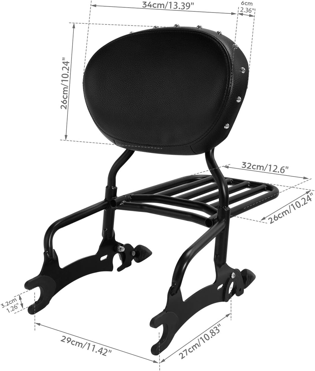 TCMT Backrest Sissy Bar Luggage Rack Fit for Indian Chieftain Limited 2017-2024 Springfield Dark Horse Challenger Limited 21-24 Roadmaster 17-24 Indian Vintage 20-21