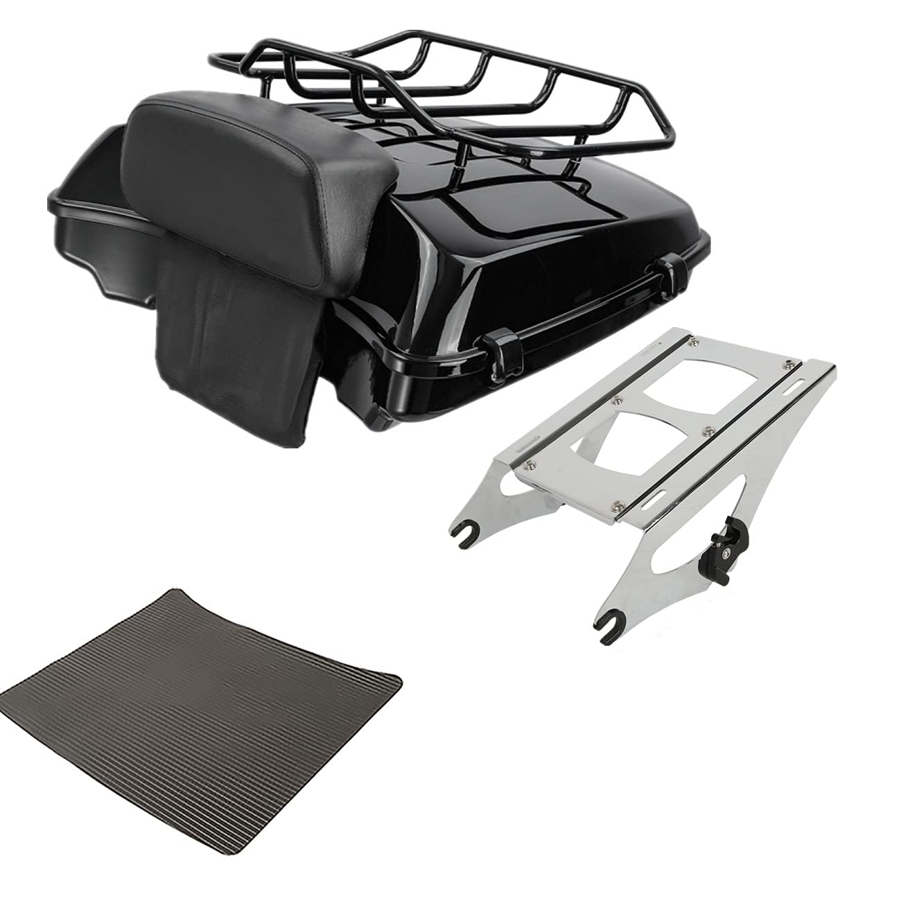 TCMT 5.5" Razor Motorcycle Trunk Box Backrest Two Up Mount Rack Base Plate Fit For Harley Touring 2014-2025 CVO Road King Road Glide Street Glide Electra Glide Pack
