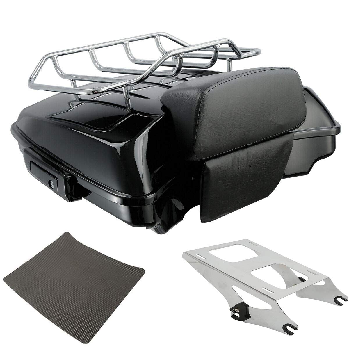 TCMT 5.5" Razor Motorcycle Trunk Box Backrest Two Up Mount Rack Base Plate Fit For Harley Touring 2014-2025 CVO Road King Road Glide Street Glide Electra Glide Pack