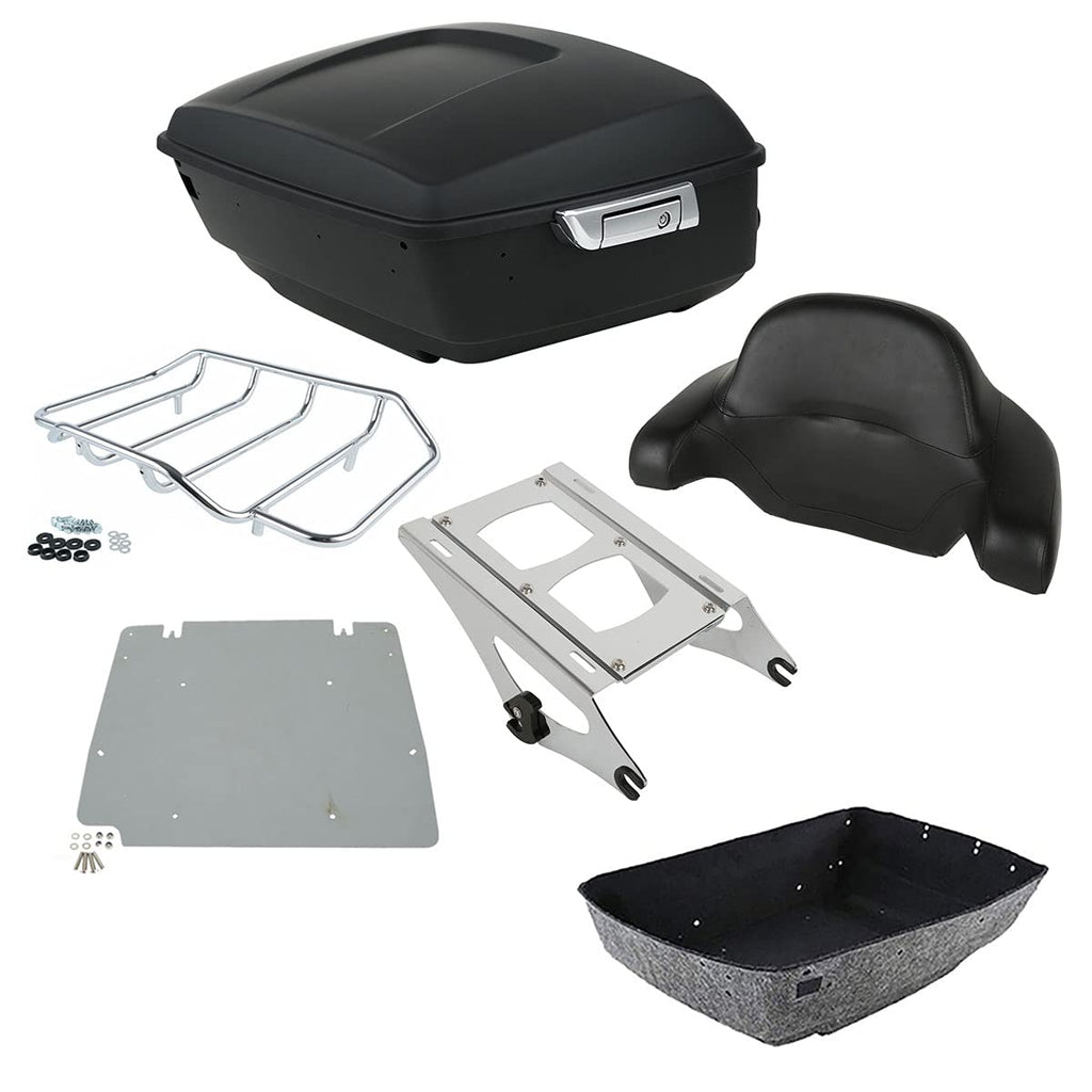 TCMT 13.7" King Motorcycle Trunk Box Backrest Pad Brake Tail Light Luggage Rack Fit For Harley 2014-2025 Touring CVO Road King Road Glide Street Glide Electra Glide Ultra Limited Pack Trunk