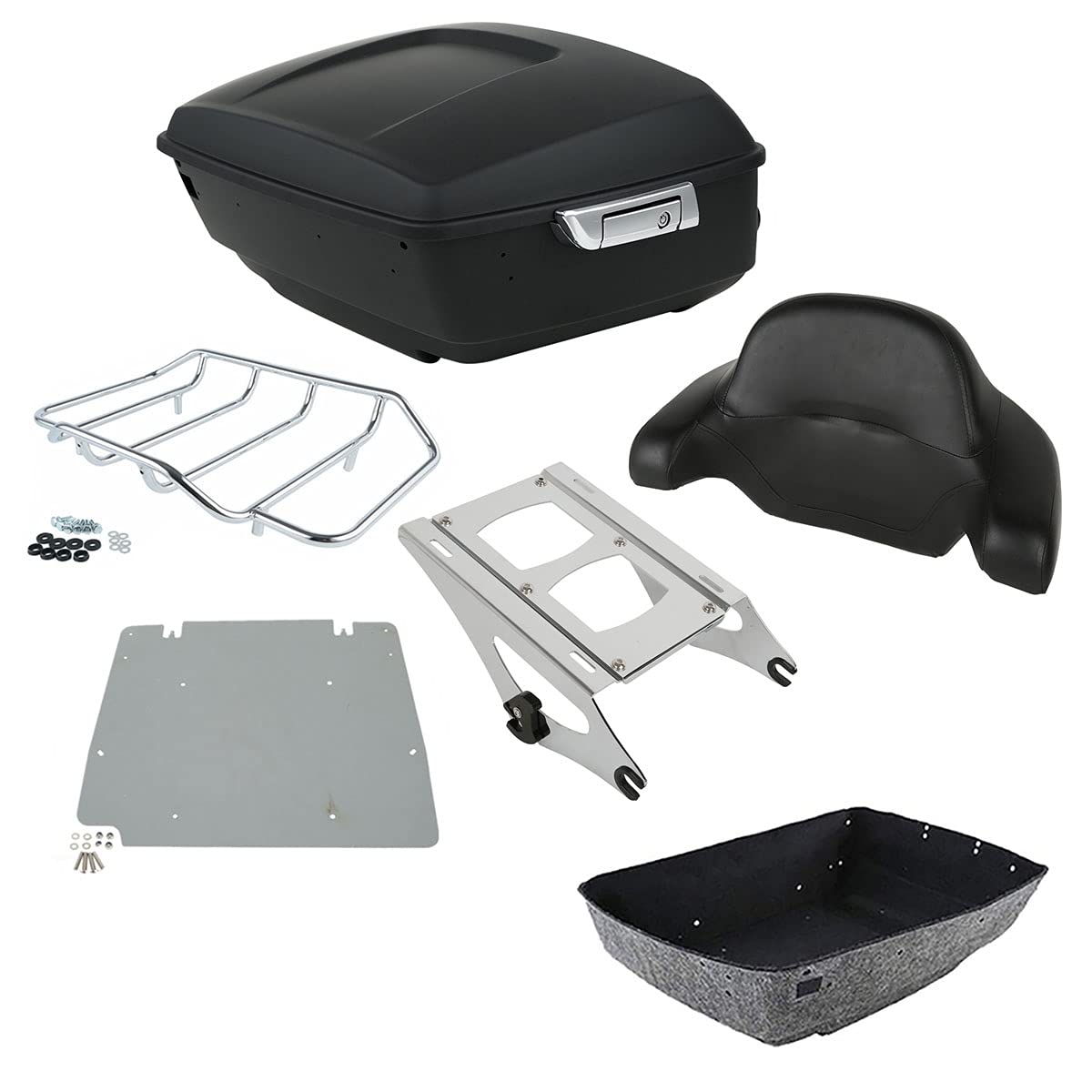 TCMT 13.7" King 2014-2025 Motorcycle Trunk Backrest Pad Top Luggage Rack Speakers Fit For Harley Touring CVO Road King Street Electra Glide Ultra Limited Pack